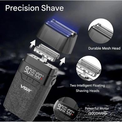 Фото Профессиональная электробритва-шейвер VGR V-640S с титановыми сетками и LED-дисплеем V-640S