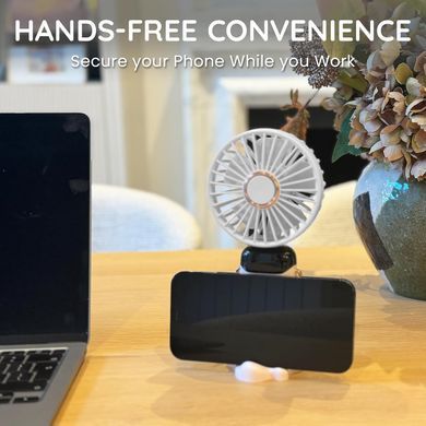 Фото Вентилятор ручной с аккумулятором и дисплеем и ремешком Led Digital Display Fan N15 Fan White