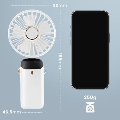 Фото Вентилятор ручной с аккумулятором и дисплеем и ремешком Led Digital Display Fan N15 Fan White