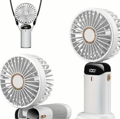 Фото Вентилятор ручной с аккумулятором и дисплеем и ремешком Led Digital Display Fan N15 Fan White