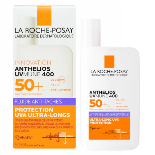 Фото Солнцезащитный флюид для лица La Roche-Posay Anthelios UVMUNE 400 Fluide Anti-taches SPF 50+​ Anti-taches SPF 50+​