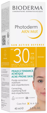 Фото Солнцезащитный флюид для лица Bioderma Photoderm AKN Mat SPF 30 40 мл AKN Mat SPF 30