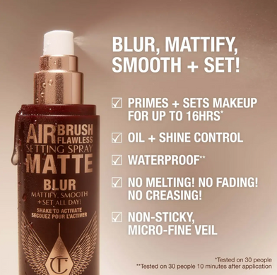 Фото Матовый фиксирующий спрей для макияжа Charlotte Tilbury Airbrush Flawless Setting Spray Matte, 100 мл Airbrush Flawless Setting Spray