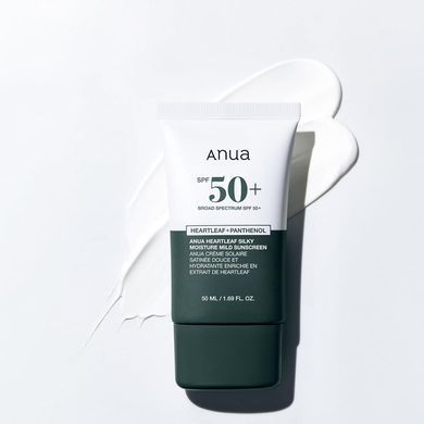 Фото Солнцезащитный крем для лица Anua Heartleaf Silky Moisture Mild Sunscreen SPF50+ Sunscreen SPF50+