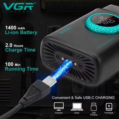 Фото Електробритва шейвер VGR V-378 Professional Barber з LED-дисплеєм чорний VGR V-378