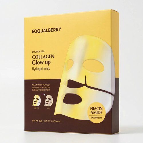 Фото Гидрогелевая увлажняющая маска для лица EQQUALBERRY Collagen Glow Up, 4 шт Collagen Glow Up