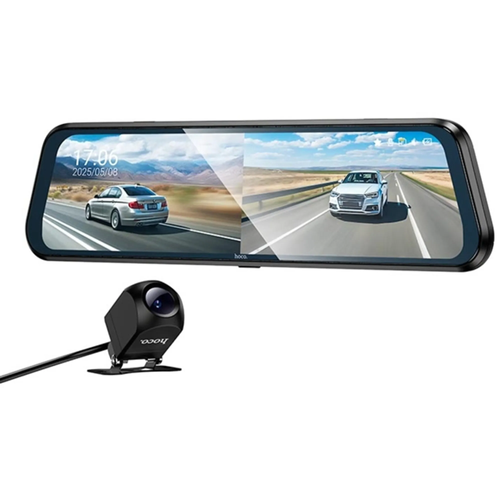 Фото Автомобильный видеорегистратор-зеркало с камерой заднего вида 9.66" Hoco DV16 RoadSafety Smart Black DV16